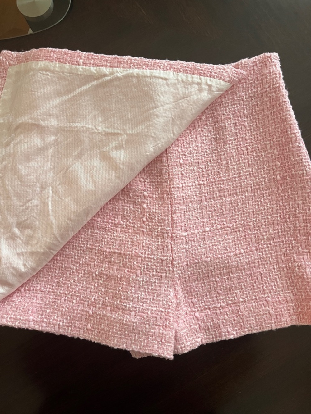 Zara Light Pink Tweed Mini Skort Size S - Picture 2 of 7